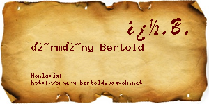Örmény Bertold névjegykártya